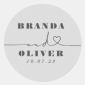 Sticker Rond Script de Coeur mignon Mariage romantique (Devant)