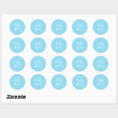Sticker Rond Script de détente Baby shower Pastel Blue (Feuille)