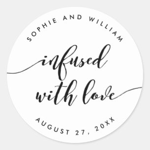 Sticker Rond Script de détente infusé avec amour mariage Faveur