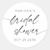 Sticker Rond Script de Fête des mariées minimal simple | Blanc  (Devant)