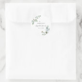 Sticker Rond Script de feuillage d'eucalyptus Remerciement pour (Sac)