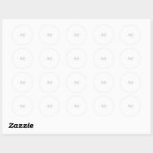 Sticker Rond Script de lavage de monogramme or et gris (Feuille)