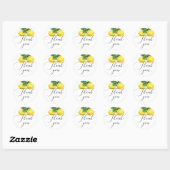 Sticker Rond Script de mariage au citron Merci | Citron rustiqu (Feuille)