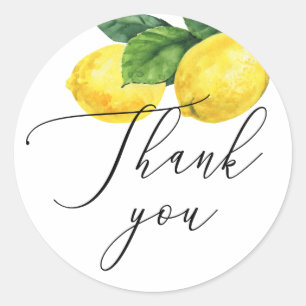 Sticker Rond Script de mariage au citron Merci Citron rustiqu