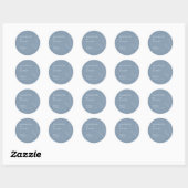 Sticker Rond Script de mariage bleu poussiéreux Élégant Minimal (Feuille)