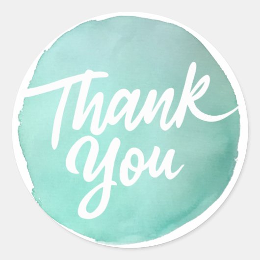 Sticker Rond Script de Merci de cercle d'aquarelle simple (Devant)