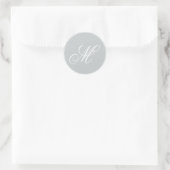 Sticker Rond Script de monogramme gris et blanc (Sac)