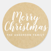 Sticker Rond Script de Noël Rustique Kraft (Devant)
