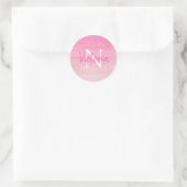 Sticker Rond Script de nom de monogramme rose (Sac)