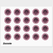 Sticker Rond Script de nom floral rose bordeaux (Feuille)