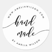 Sticker Rond Script de relaxation noir et blanc artisanal (Devant)