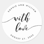 Sticker Rond Script de relaxation noir et blanc avec Mariage d' (Devant)