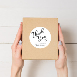 Sticker Rond Script de remerciement Cœur Petite Entreprise