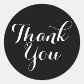 Sticker Rond Script de remerciement de mariage - noir et blanc (Devant)