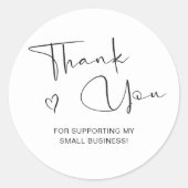 Sticker Rond Script de remerciement Élégant Cœur Petite Entrepr (Devant)