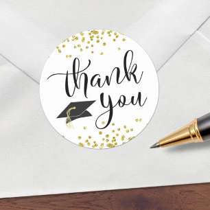 Sticker Rond Script de remerciement pour la remise des diplômes