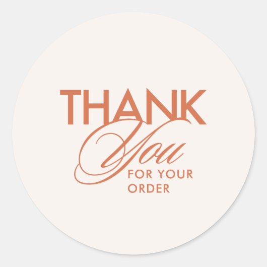 Sticker Rond Script de remerciement simple client en terre cuit (Devant)