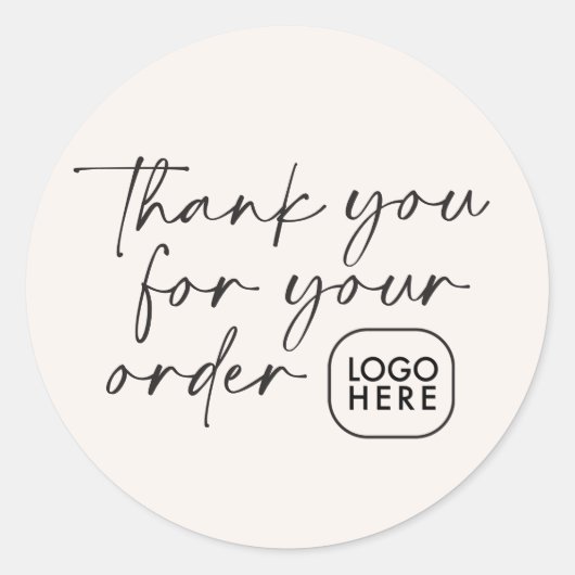 Sticker Rond Script de remerciement simple pour votre commande (Devant)