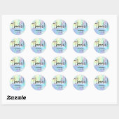 Sticker Rond script de remerciement sur pastel faux holographe (Feuille)