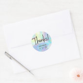 Sticker Rond script de remerciement sur pastel faux holographe (Enveloppe)
