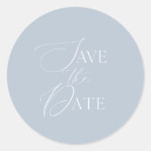Sticker Rond Script de sauvegarde de date de mariage bleu pouss (Devant)