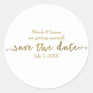 Sticker Rond Script de sauvegarde de date personnalisé en or