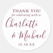 Sticker Rond Script de signature Bourgogne Favoriser le Merci (Devant)