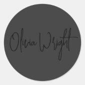 Sticker Rond Script de signature, noir professionnel sur noir (Devant)