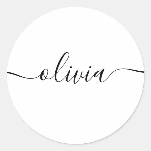 Sticker Rond Script de signature personnalisé simple rouge (Devant)