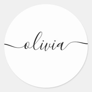 Sticker Rond Script de signature personnalisé simple rouge
