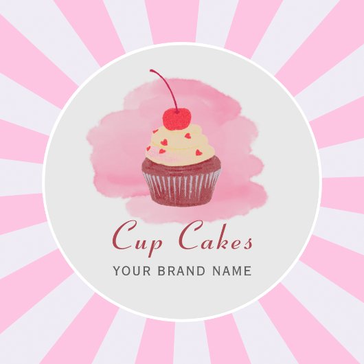Sticker Rond Script d'entreprise de cupcake moderne Typographie