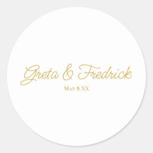 Sticker Rond Script d'or blanc minimaliste simple intemporel