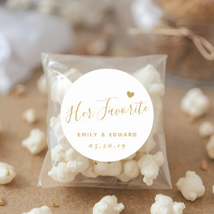 Sticker Rond Script doré moderne son cadeau de mariage préféré