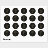Sticker Rond Script élégant de poussière d'or noir (Feuille)