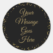 Sticker Rond Script élégant de poussière d'or noir (Devant)