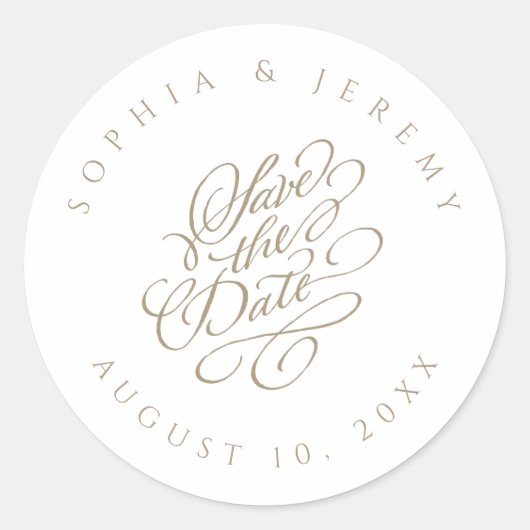 Sticker Rond Script Élégant Enregistrer Le Mariage Date (Devant)