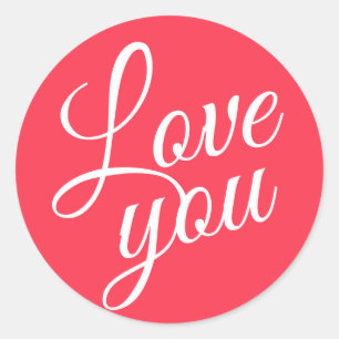 Sticker Rond Script élégant mignon Aimer Vous Citations rouges