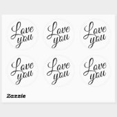 Sticker Rond Script élégant mignon amour que vous citez (Feuille)