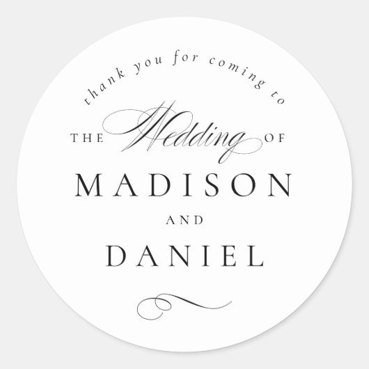 Sticker Rond Script élégant moderne Classique Mariage Faveur (Devant)