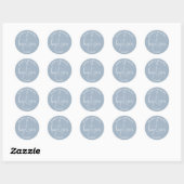 Sticker Rond Script élégant moderne Dusty Baptême bleu (Feuille)