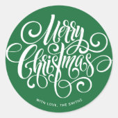Sticker Rond Script fantaisie "Joyeux Noël" Classi personnalisé (Devant)
