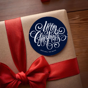 Sticker Rond Script fantaisie "Joyeux Noël" Personnalisé