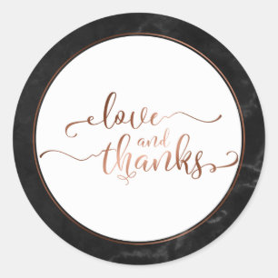 Sticker Rond Script Faux Cuivre Amour et Remerciements avec Mar