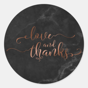 Sticker Rond Script Faux Cuivre Amour et Remerciements avec Mar