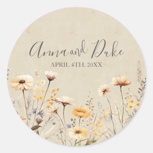 Sticker Rond Script fleur sauvage (Devant)