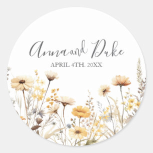 Sticker Rond Script Fleur sauvage moderne
