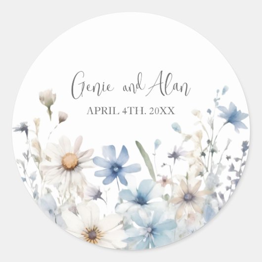 Sticker Rond Script Fleur sauvage moderne (Devant)