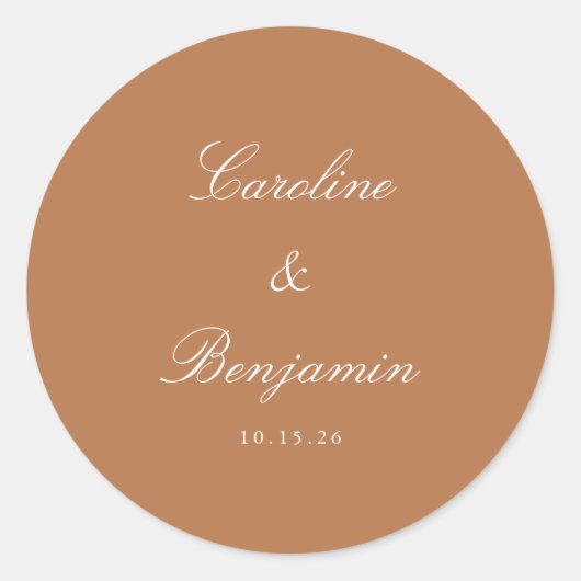 Sticker Rond Script Formel Mariage Élégant Personnalisé Terraco (Devant)