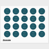 Sticker Rond Script formel Mariage élégant Personnalisé Turquoi (Feuille)