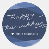 Sticker Rond Script Geo de la Marine | Bonne Hanoukka (Devant)